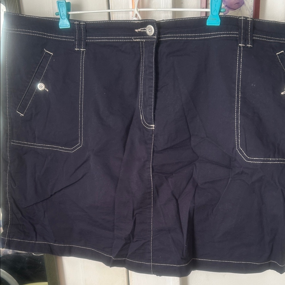 Karen Scott Black Skirt with White Stitching